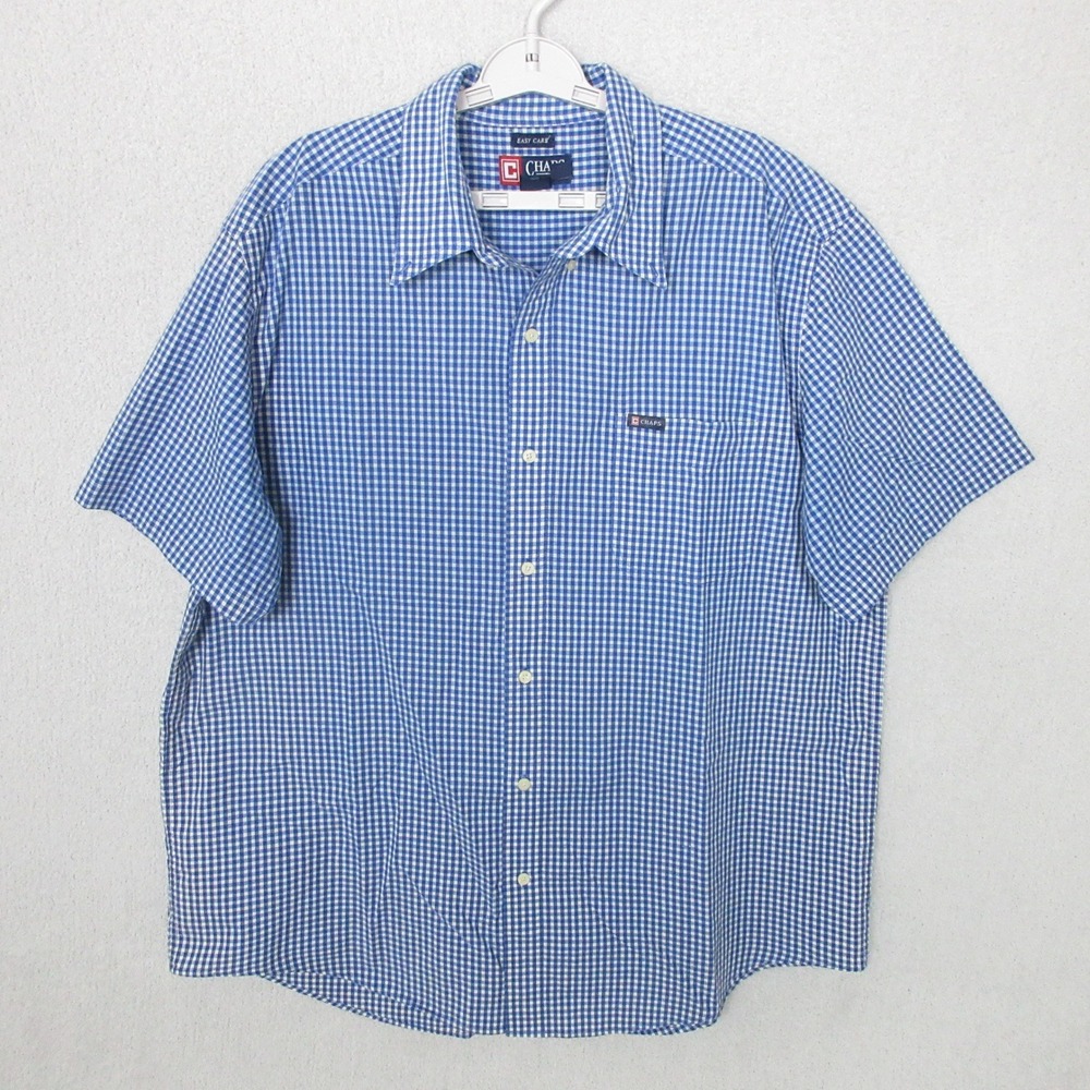CHAPS‎ Men's Short Sleeve Button Down Gingham Checkered Shirt Size 2XL